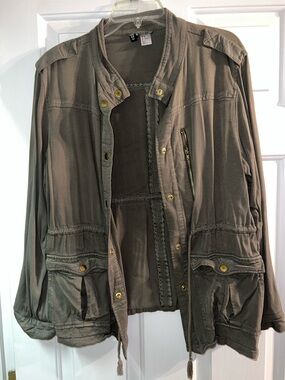 H&M Olive Green Utility Jacket with Gold Hardware